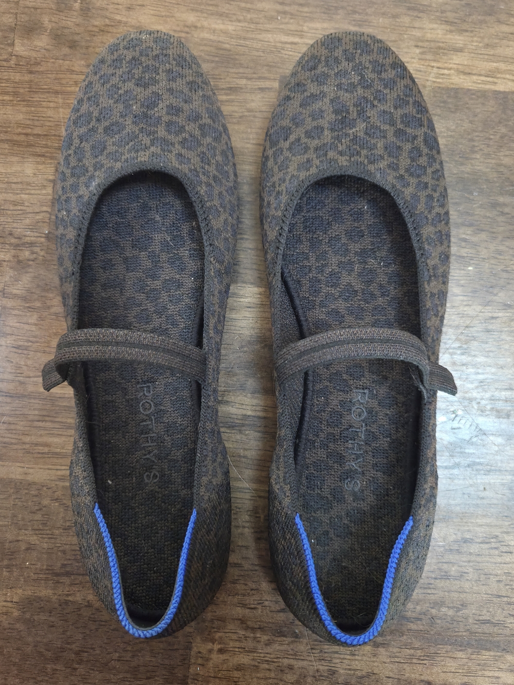 Rothy's Brown Leopard Print Mary Jane Flats, Size 10